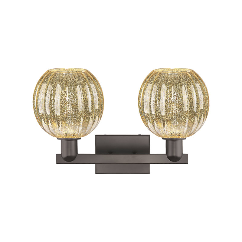 Eldon - Éclairage pour meuble-lavabo à abat-jour sphérique 16 po 2 lumières, Mercure, Bronze huilé