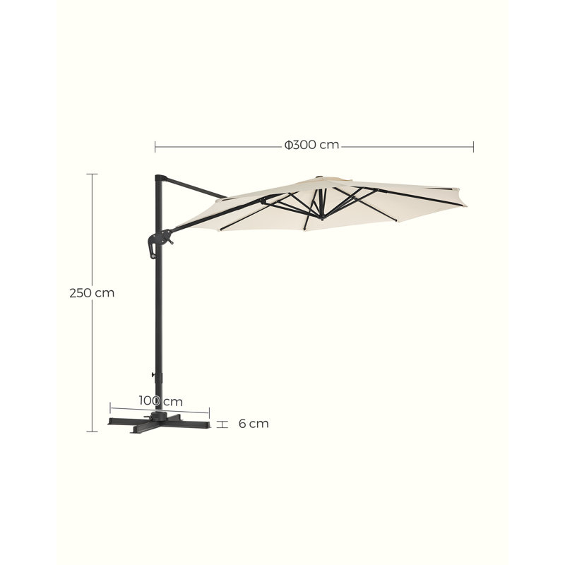 Cambriella Market Parasol, 250cm H x 300cm W x 300cm D, Beige