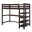 Lit mezzanine simple avec bureau et 4 tablettes de rangement, structure de lit mezzanine en bois avec barrière de sécurité et bureau sous le lit, silencieux, aucun sommier nécessaire-1765148523