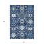 10' X 14' Navy Blue Charcoal And Ivory Damask Washable Indoor Outdoor Area Rug