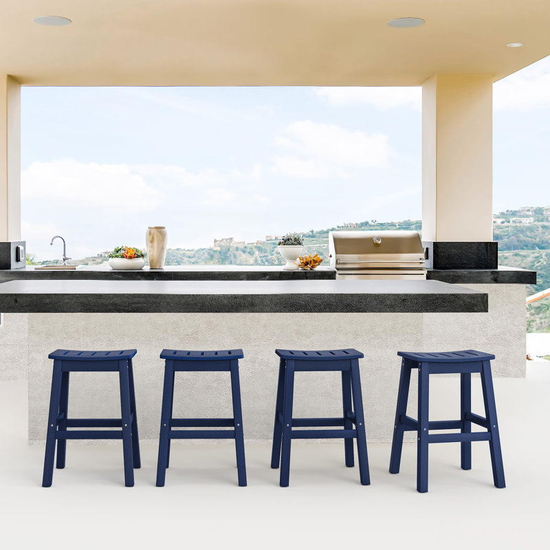 Outdoor Bar Stools Set Of 2, Navy