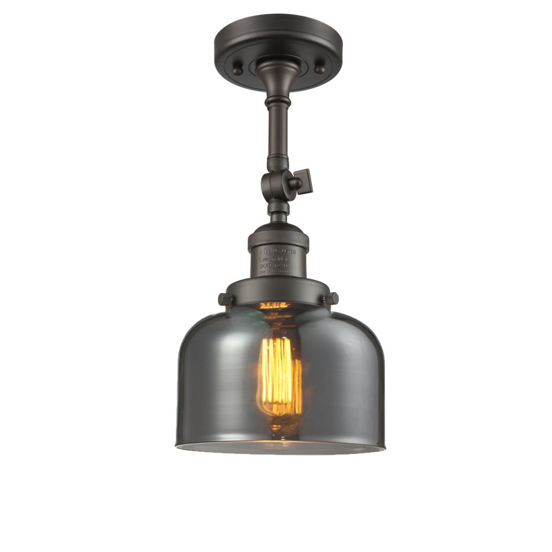 Handley Glass Semi Flush Mount, Plated Smoked, 3.5 Watt Vintage LED Bulb, Oil Rubbed Bronze