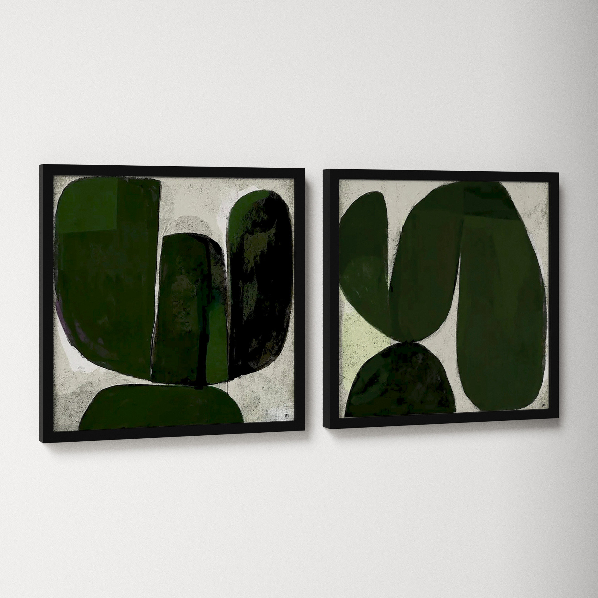 Succulent Set Of 2 by StudioM, 16" H x 16" W x 1.25" D, Black
