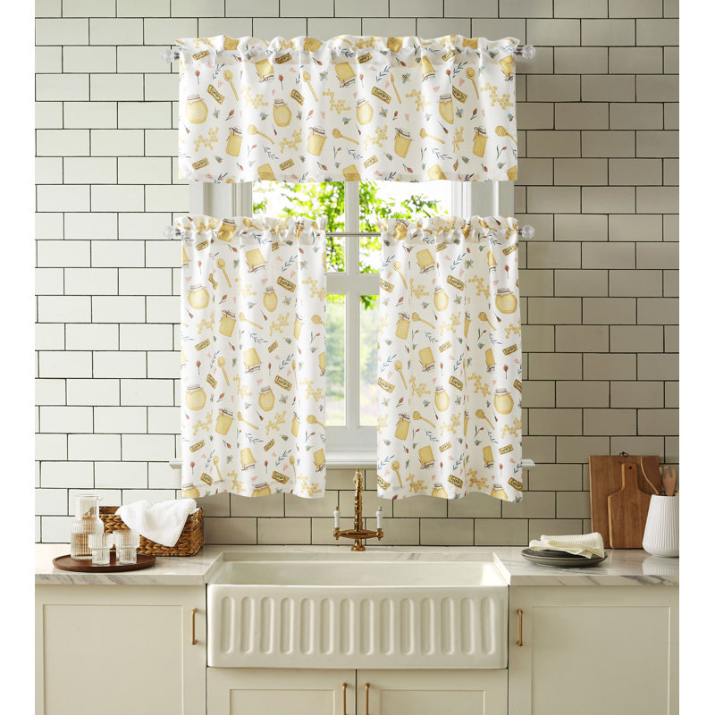 Honey Kitchen Curtain Set with Valance & Tiers