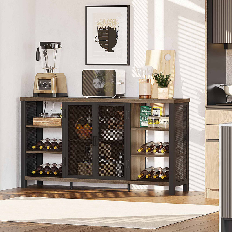 Guinna 55.12'' Bar Cabinet, Walnut Brown