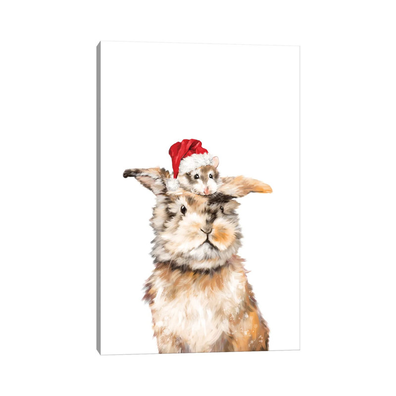 Christmas Hamster And Rabbit by Big Nose Work - Wrapped Canvas Print, 101.6 cm H x 66.04 cm W x 1.91 cm D