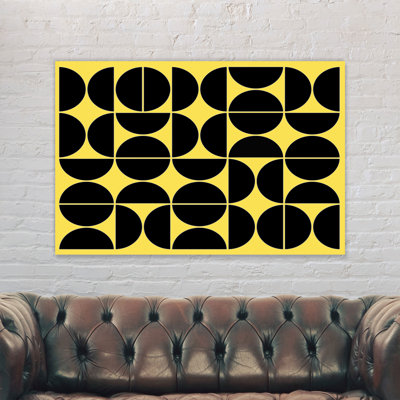 Geometric Yellow Mid Century - Wrapped Canvas Painting