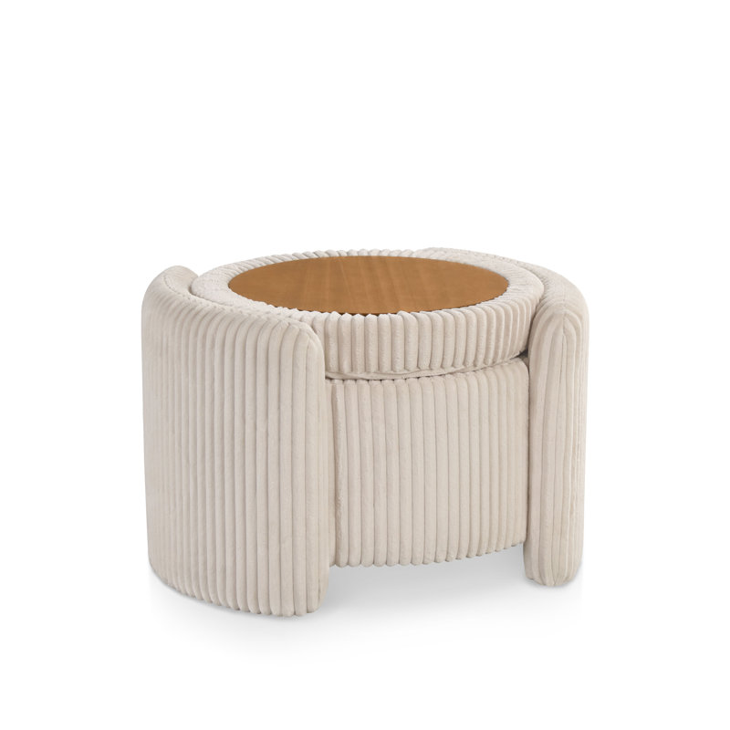 Bessler Barcomb Ottoman With Hidden Storage And Tray Top, Beige Pink