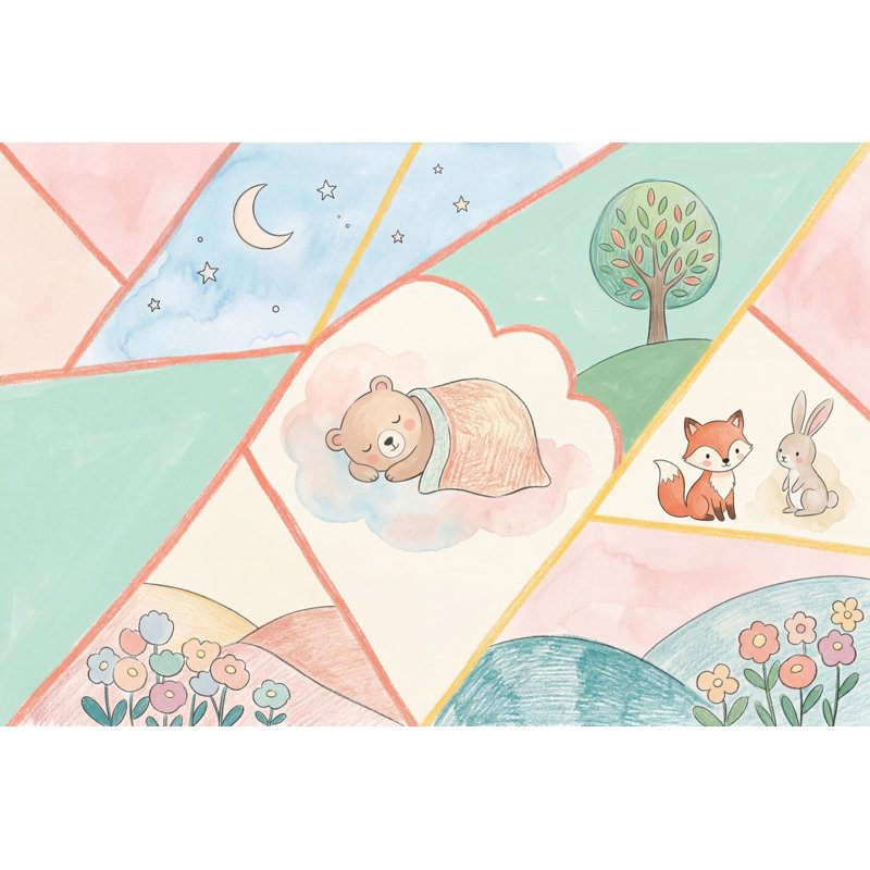 Décoration murale amovible de panneaux géométriques pastel pour chambre de bébé, Non tissé, 200 po x 120 po
