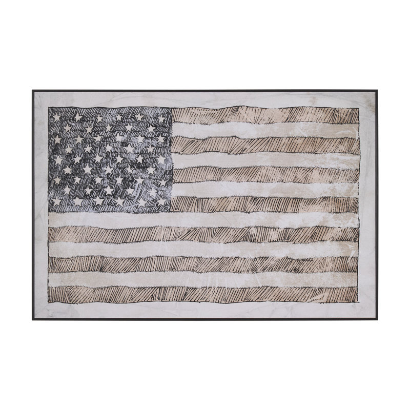 Drapeau des États-Unis par Studio, reproduction d'art encadrée à la main