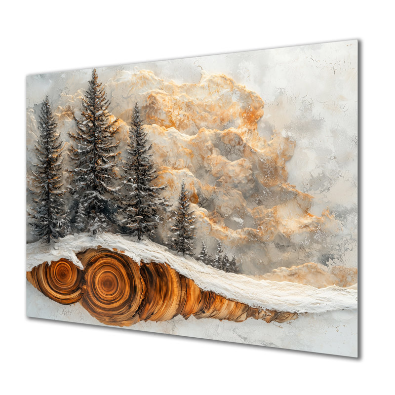 Hiver, pin, forêt, glissoire sur bois, H 12 po x l 20 po
