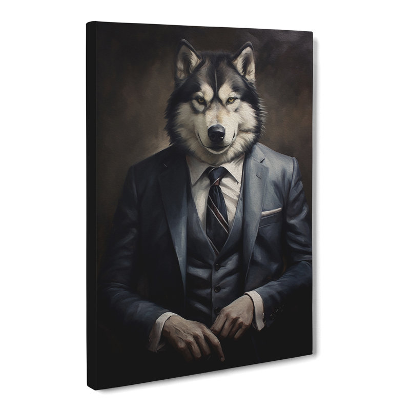 Husky In A Suit Painting No.2 - No Frame Print, 76cm H x 50cm W x 3cm D