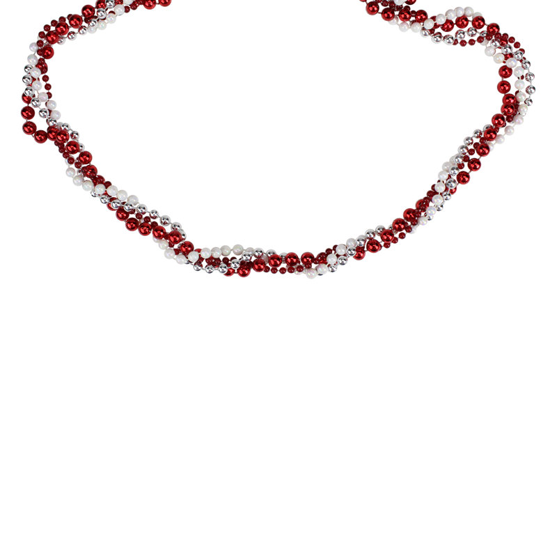 Guirlande de noël à perles torsadées métalliques brillantes 8 pi, blanc