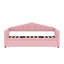 Lit de jour simple rembourré rose avec lit gigogne escamotable à hauteur réglable, port de charge USB et Type-C, 2 poches latérales, aucun sommier nécessaire