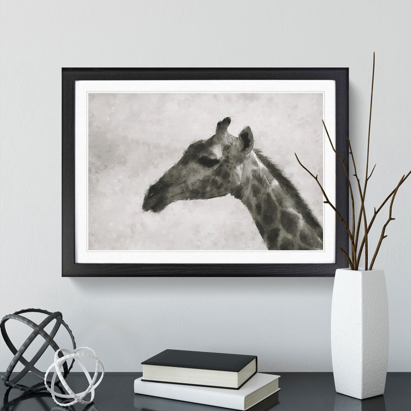 Giraffe Vol.4 - Framed Print, 27cm H x 36cm W x 2cm D, Black Framed