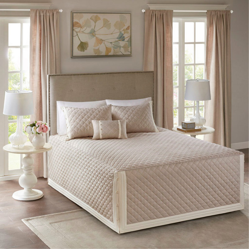 Ensemble de couvre-lit sur mesure réversible 4 pièces en coton kaki
