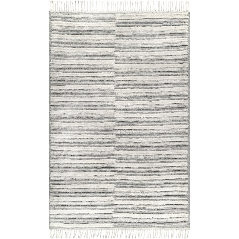 Tapis gris à poils longs Fred, Rectangle 6 pi x 9 pi