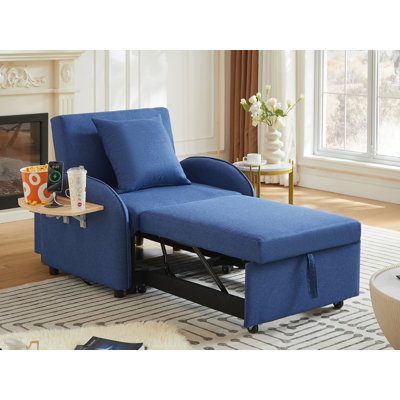 35" Wide Convertible Accent Chair With Foldable Table & Charging Ports