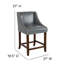 Tabouret à hauteur de comptoir de 24 po à haut dossier transitionnel en bois avec garniture cloutée-492388268-487144156