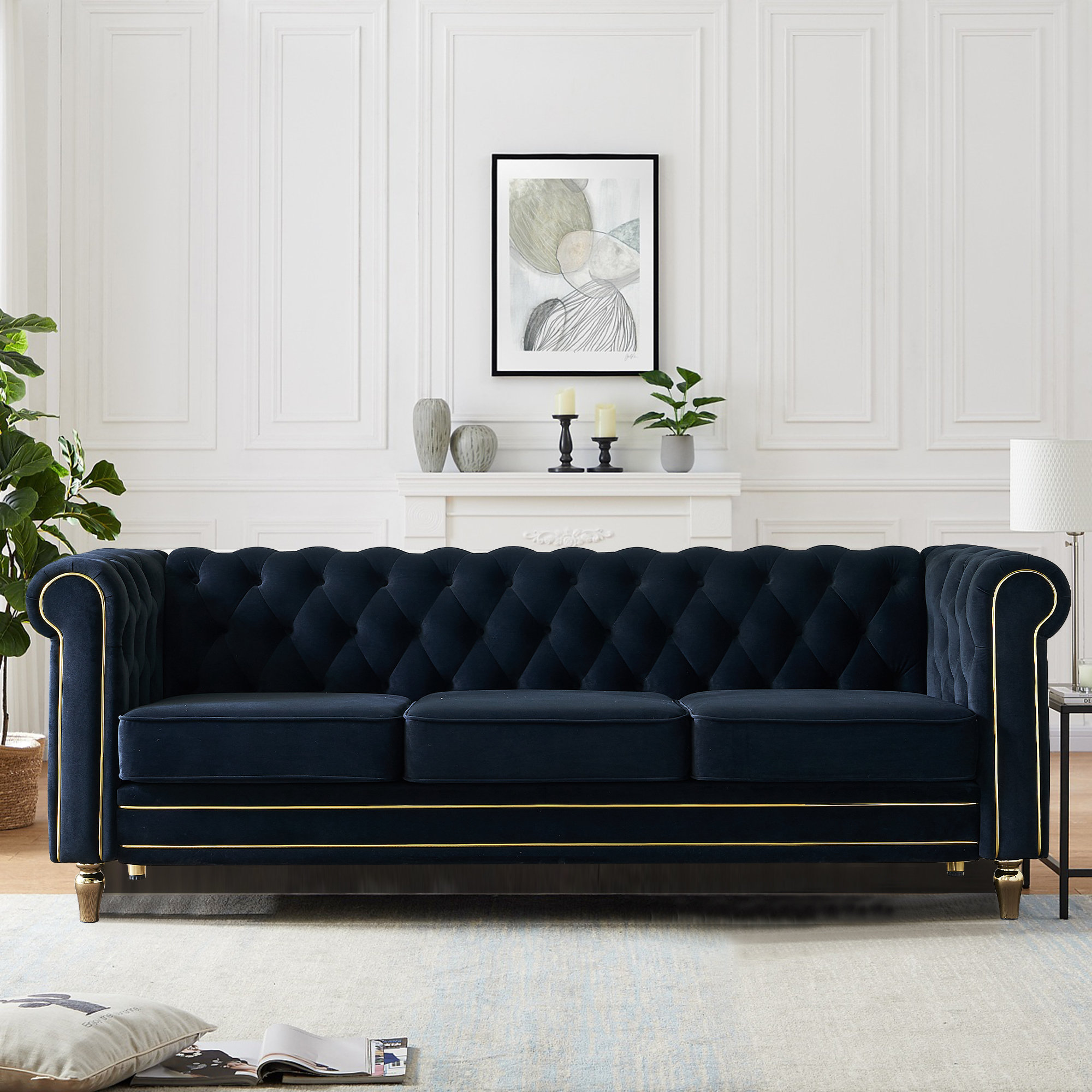 House of Hampton® Jhailen 84.65'' Velvet Sofa & Reviews | Wayfair