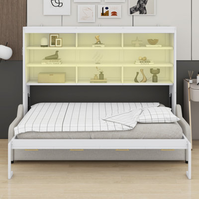 Lit armoire avec canapé escamotable Murphy, tablettes de rangement et lumière DEL Murphy
