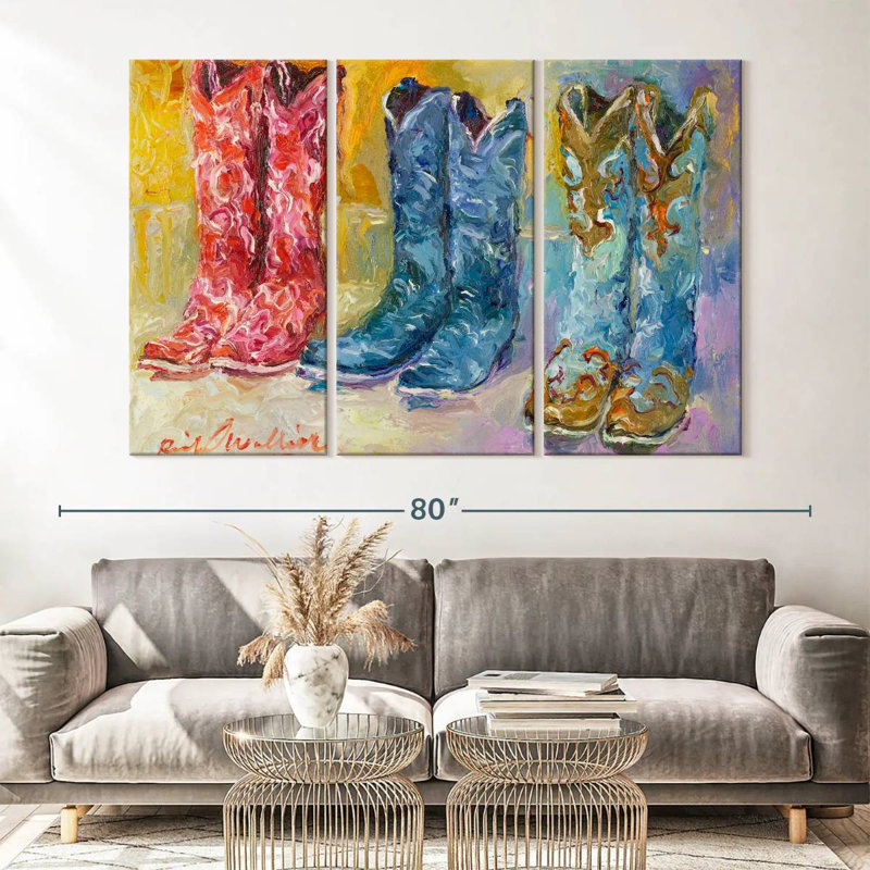 " Cowboy Boots " 3 - Pieces, 42" H x 65" W x 1.25" D