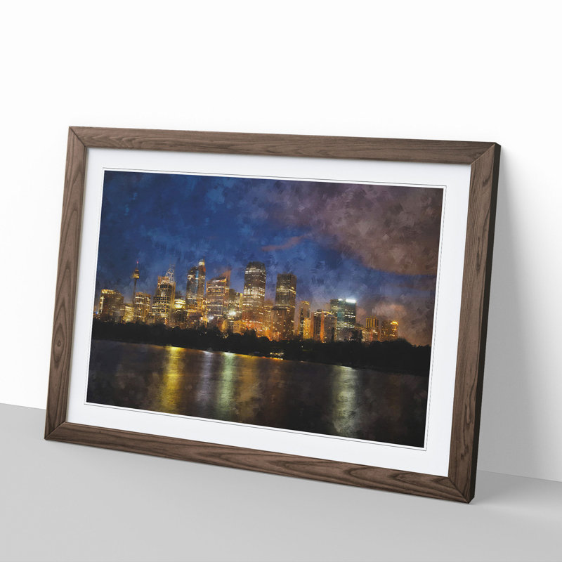 Sydney Skyline Vol.2 - Picture Frame Painting, Walnut Framed, 27cm H x 36cm W x 2cm D