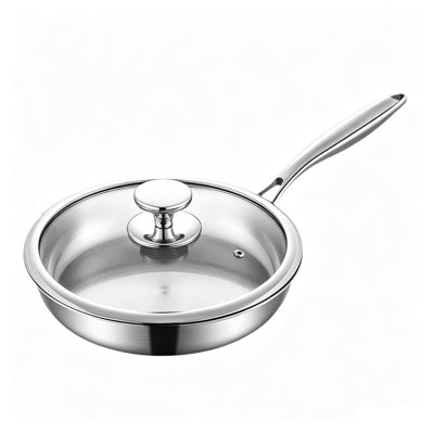 Poêle à frire en titane pur à trois épaisseurs, poêle antiadhésive sans revêtement, poêle à fond plat sans danger pour les aliments, wok de cuisine uniformément durable pour une cuisson quotidienne à la maison