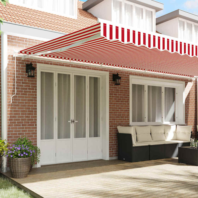 Brayden Studio Polyester Cover Retractable Door / Window Awning, 600 cm W x 300 cm D, Red