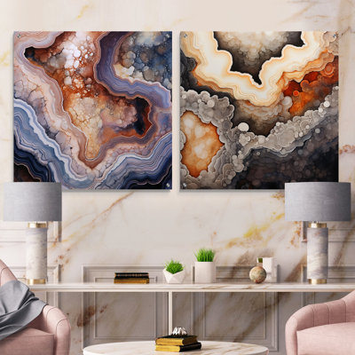 Stone Geode Scenery Minimalisme II - ensemble de 2 peintures murales en acrylique