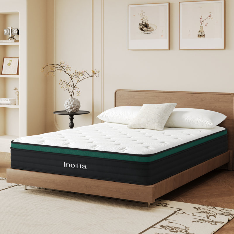 Inofia Mattresses Hybrid Mattress Pocket Sprung Motion Isolation, Airflow Layers, Medium Firm, Triple-Layer Support Foam, Enhanced Pressure Relief , Mattress in a Box