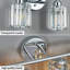 Applique murale verticale Kyneisha moderne chromée à 4 lumières en cristal, à placer au-dessus du miroir de la coiffeuse ou du lavabo ; compatible avec les ampoules à intensité variable (ampoules non comprises).-240086460-240086461