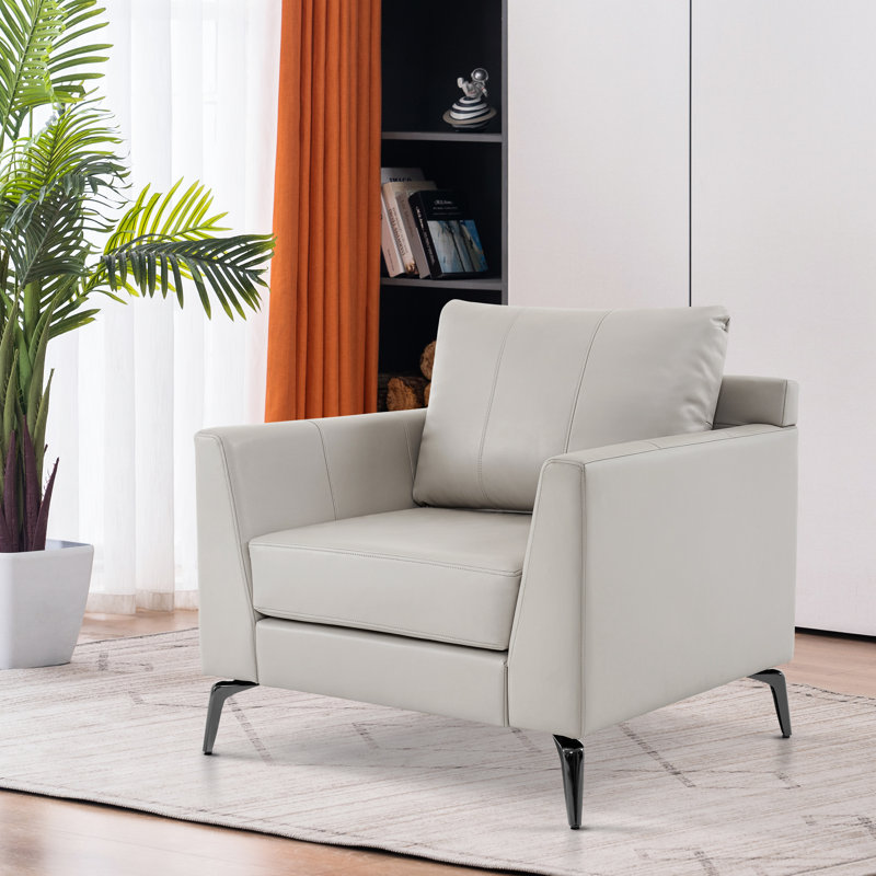 Fauteuil d'appoint moderne, fauteuil rembourré, fauteuils simples, Similicuir beige