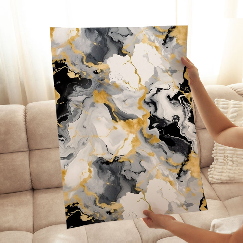«Abstract Gold Strokes I», reproduction d'art moderne sans cadre, H 30 po x l 20 po