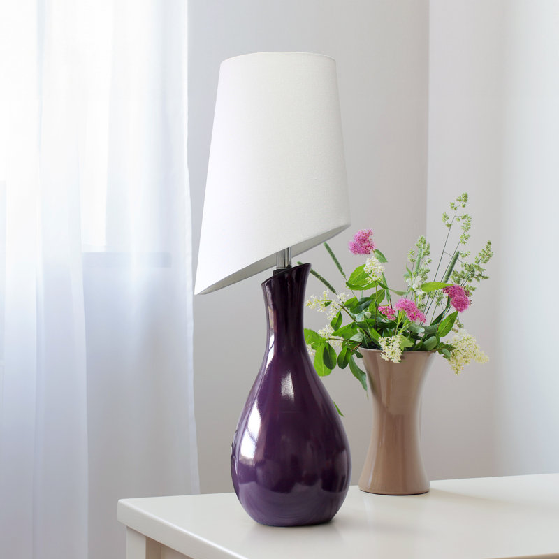  Curvy Ceramic Table Lamp, Purple