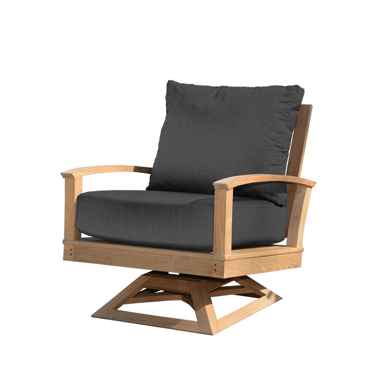 St. Lucia Teak Outdoor Swivel Rocking Lounge Chair, Cast Charcoal