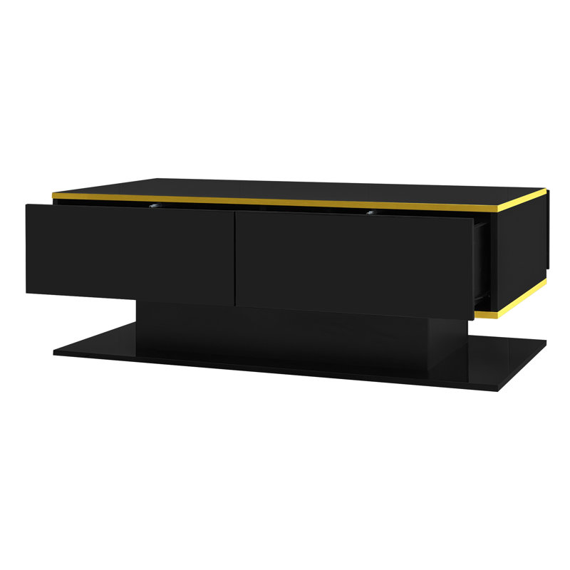 Frame Coffee Table with Storage, Black