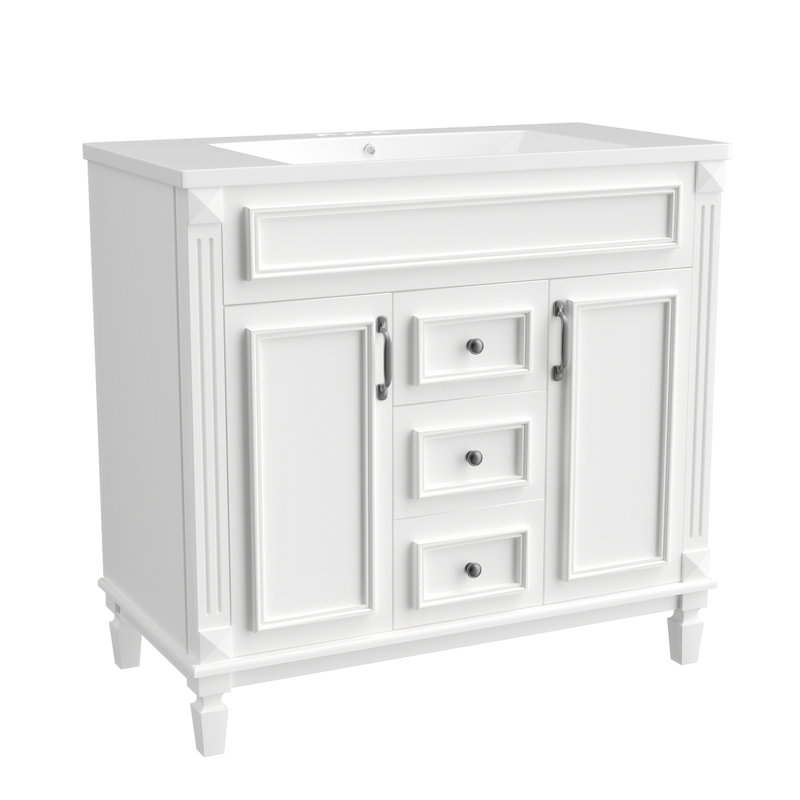 Meuble-lavabo avec rangement en résine 35,99 po, Blanc