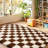 White and Brown Checkered Area Rug Ideal for Study/Bedside/Living Room-1019347574-1019347578
