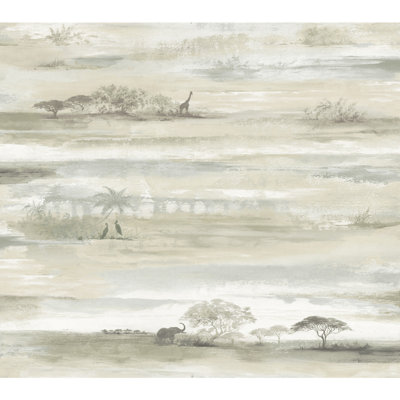 Rouleau de papier peint à peler et coller 20 pi L 27 po x l 27 po Wildlife Savanna