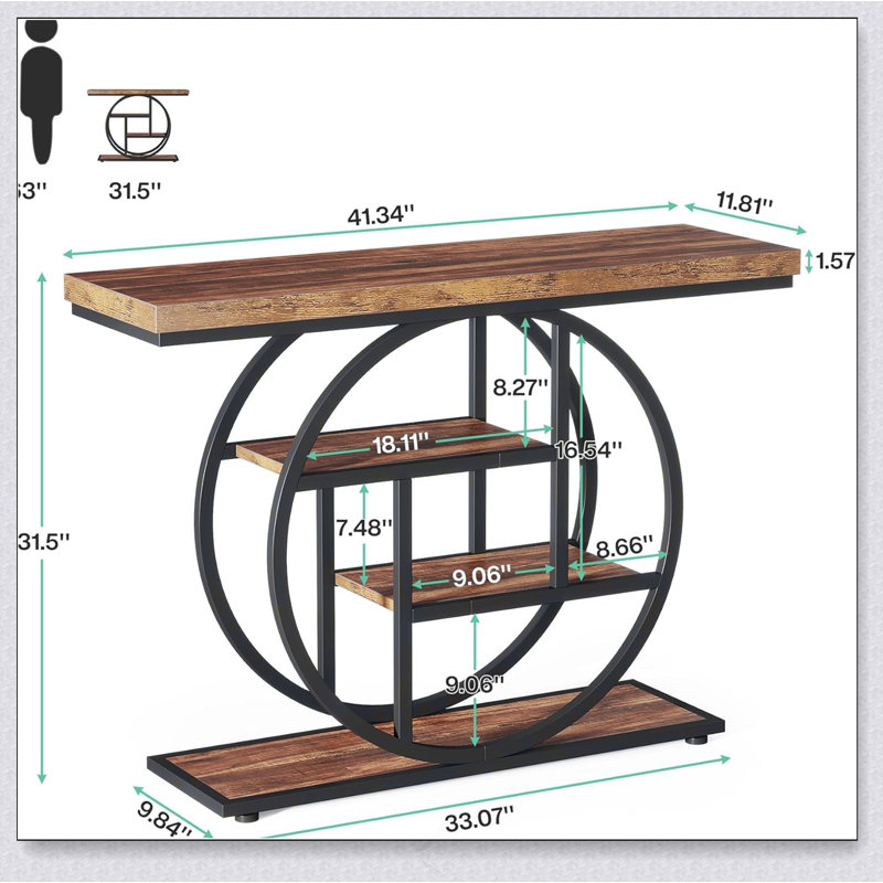 Table console 41,3 po, Brun / Noir