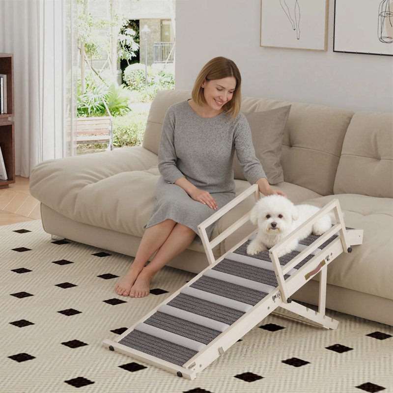 Rampe pour animaux en pin massif - capacité de 88 lb, garde-corps serrés à la main 7,5 po, montée stable