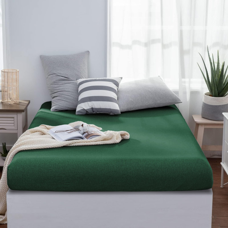 Jersey Knit Fitted Sheet, Kingsize (5'), Emerald Green