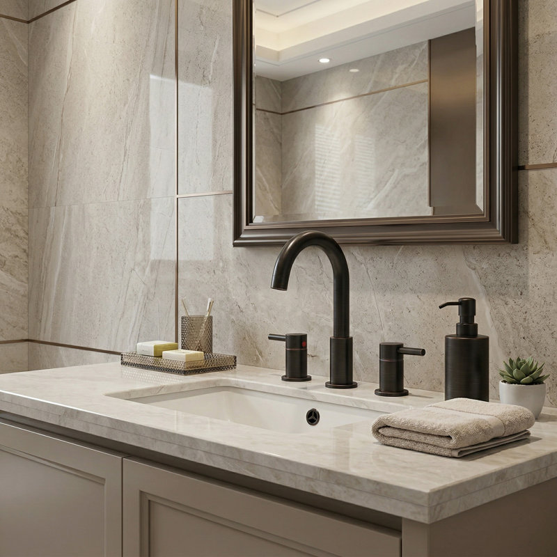 Widespread 2-handle Bathroom Faucet with Drain Assembly, Bronze