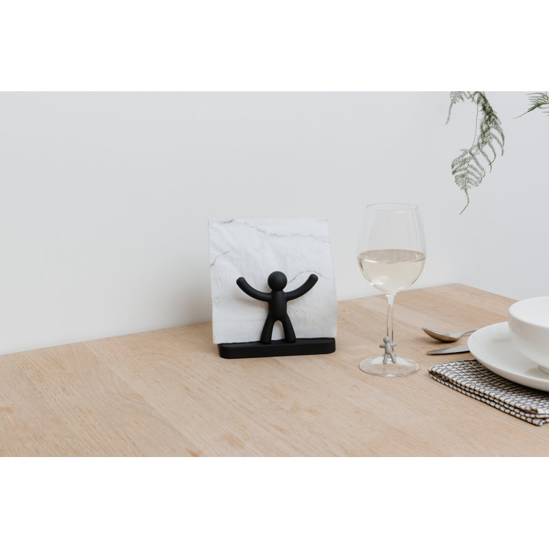 Black Polypropylene Buddy Napkin Holder with Soft-Touch Finish