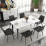 6 Seat Modern Stone Dining Table Set With Faux Leather Side Chairs, 7-piece Dining Set