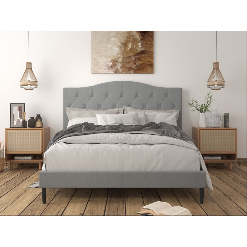 Arnette Upholstered Platform Bed, Full / Double, Gray