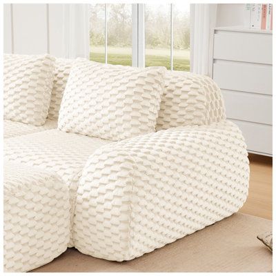 Everlasting Comfort 146.4" W x 69.3" D x 33.1" H 4-Seater Flannelette Modular Sectional Sofa