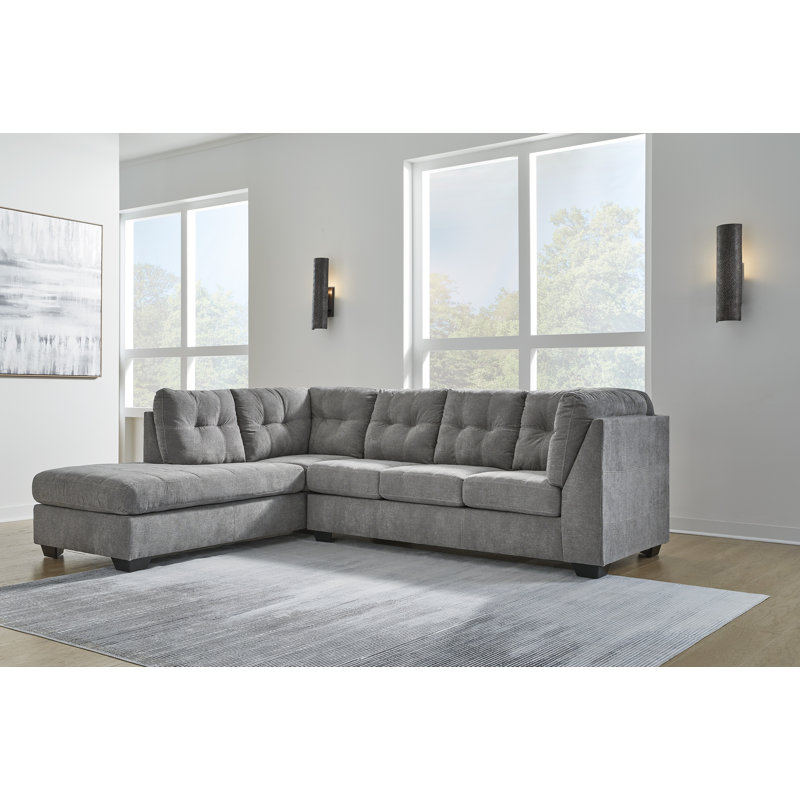 Marleton 2-Piece Sectional with Chaise, Left Hand Facing, Gray Polyester