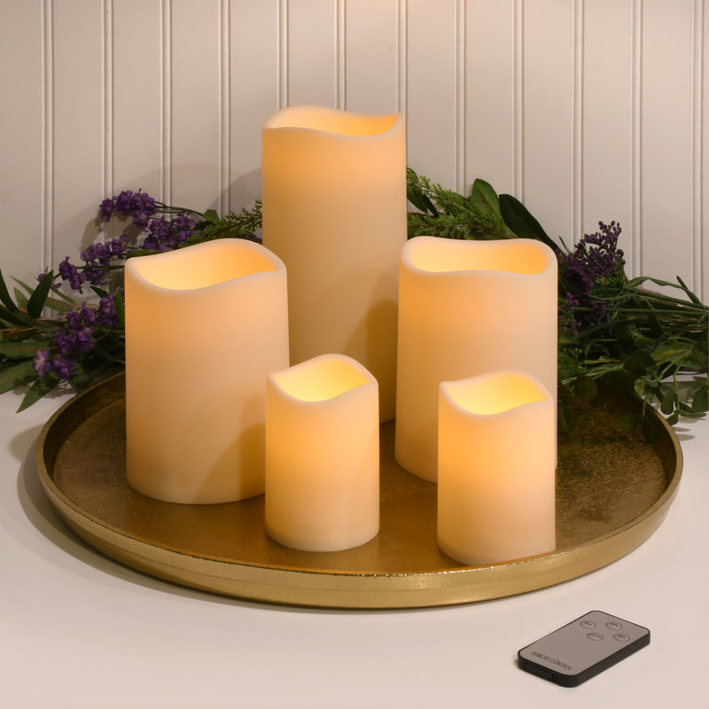 Bougies DEL à piles avec télécommande - 5 pièces